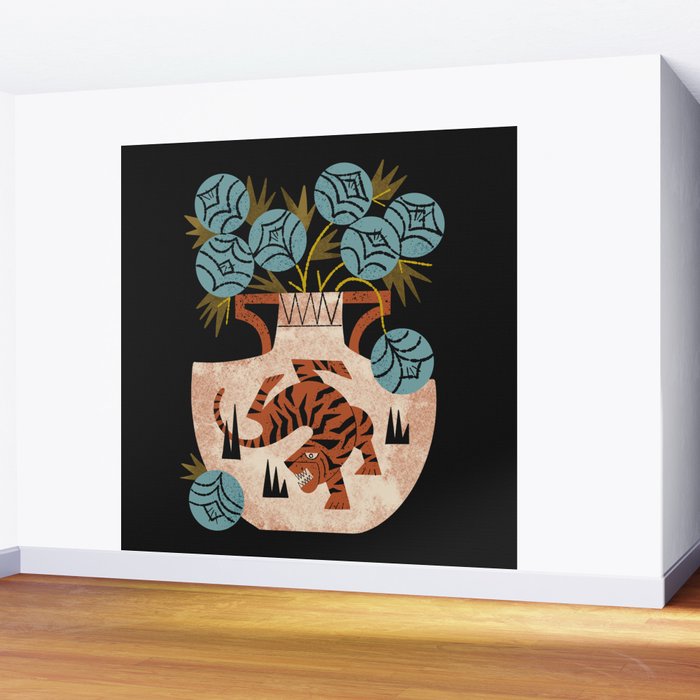 Tiger Vase Bouquet Wall Mural Gallery Image 2