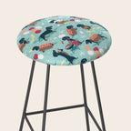 Hot dogs and lemonade // aqua background navy dachshunds Stool Gallery Image 2