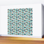 Hot dogs and lemonade // aqua background navy dachshunds Wall Mural Gallery Image 2
