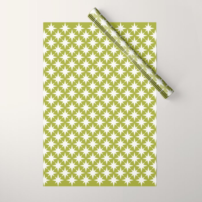 Starry Art Deco Pattern XLVII Lime Green Wrapping Paper Gallery Image 1