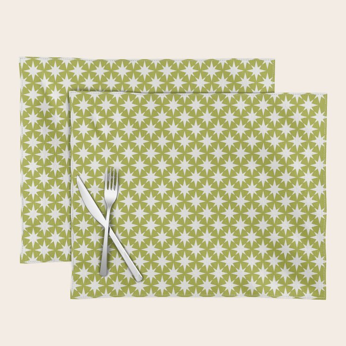 Starry Art Deco Pattern XLVII Lime Green Placemat Gallery Image 1