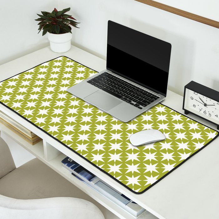 Starry Art Deco Pattern XLVII Lime Green Desk Mat Gallery Image 2