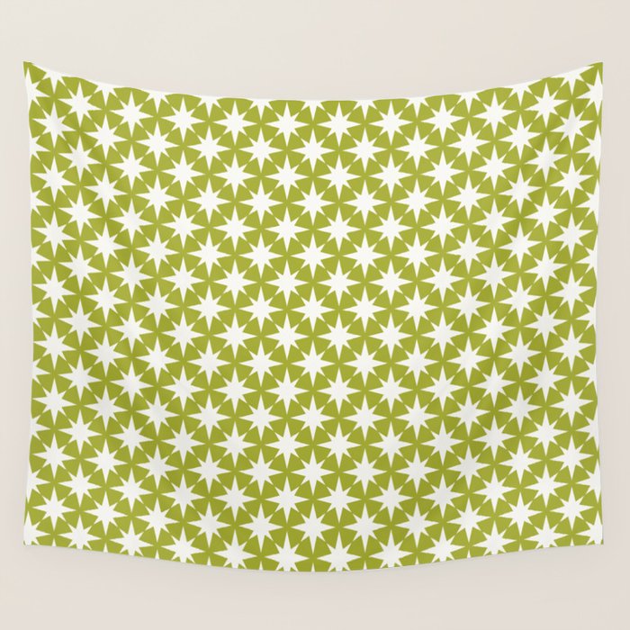 Starry Art Deco Pattern XLVII Lime Green Wall Tapestry Gallery Image 4