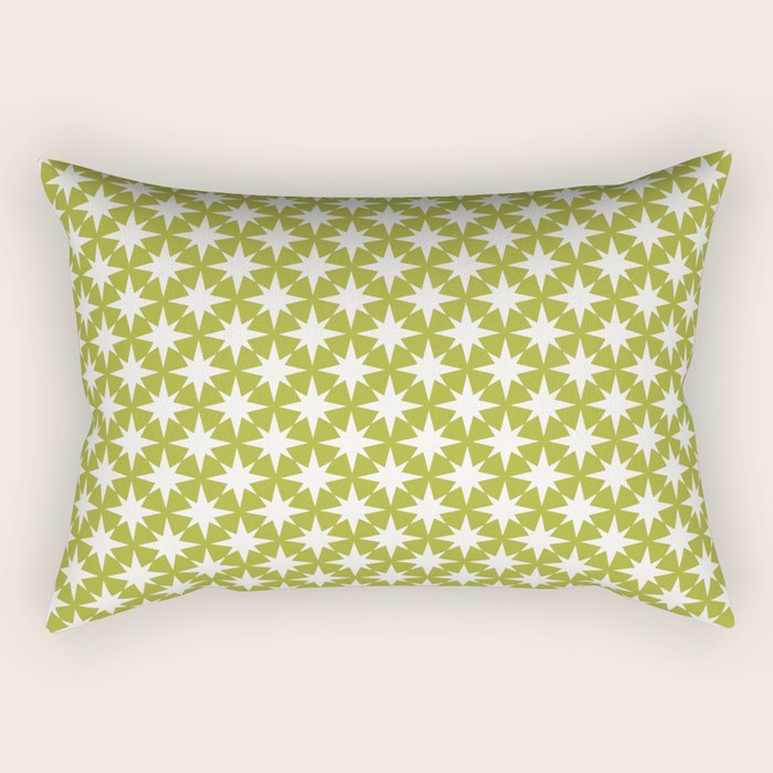 Starry Art Deco Pattern XLVII Lime Green Rectangular Pillow Gallery Image 2