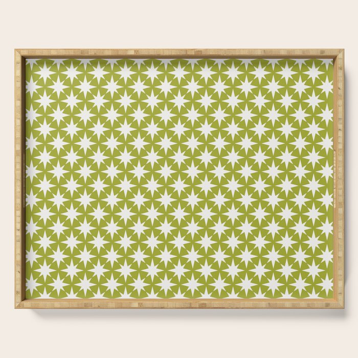 Starry Art Deco Pattern XLVII Lime Green Serving Tray Gallery Image 1