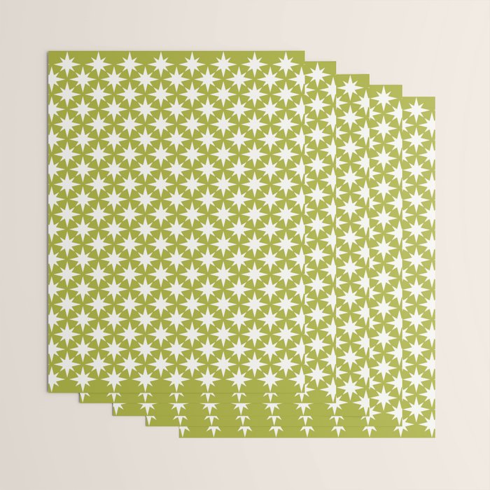 Starry Art Deco Pattern XLVII Lime Green Wrapping Paper Gallery Image 3