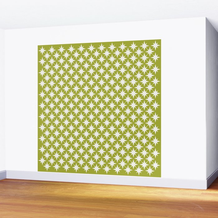 Starry Art Deco Pattern XLVII Lime Green Wall Mural Gallery Image 2