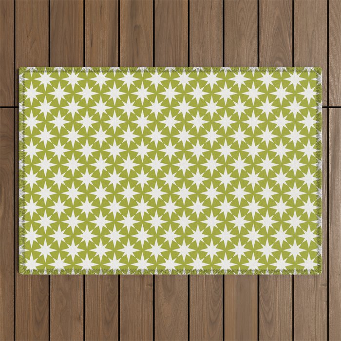Starry Art Deco Pattern XLVII Lime Green Outdoor Rug Gallery Image 1