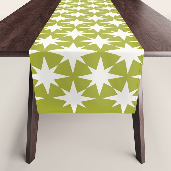 Starry Art Deco Pattern XLVII Lime Green Table Runner Gallery Image 1