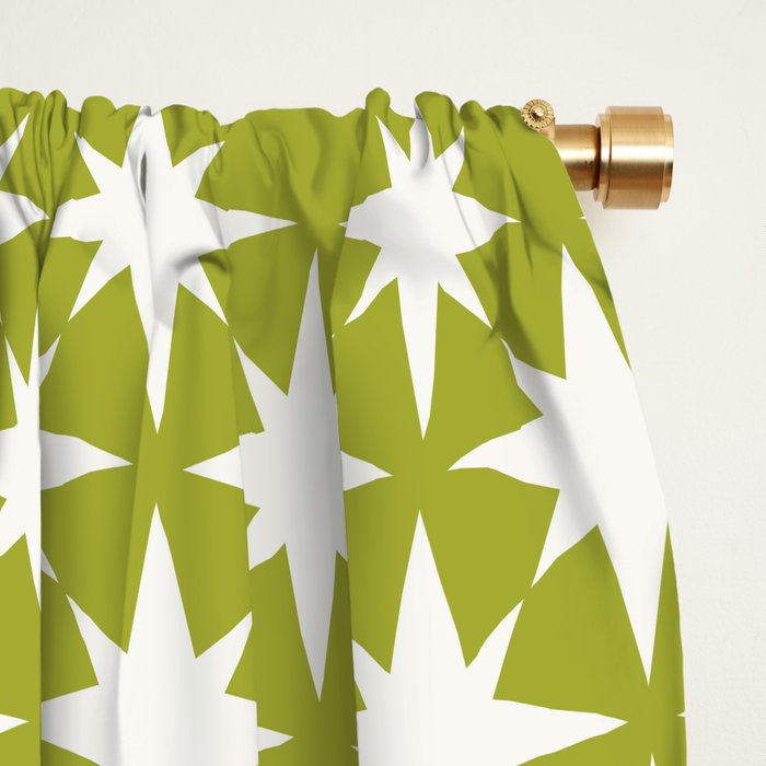 Starry Art Deco Pattern XLVII Lime Green Window Curtain Gallery Image 2