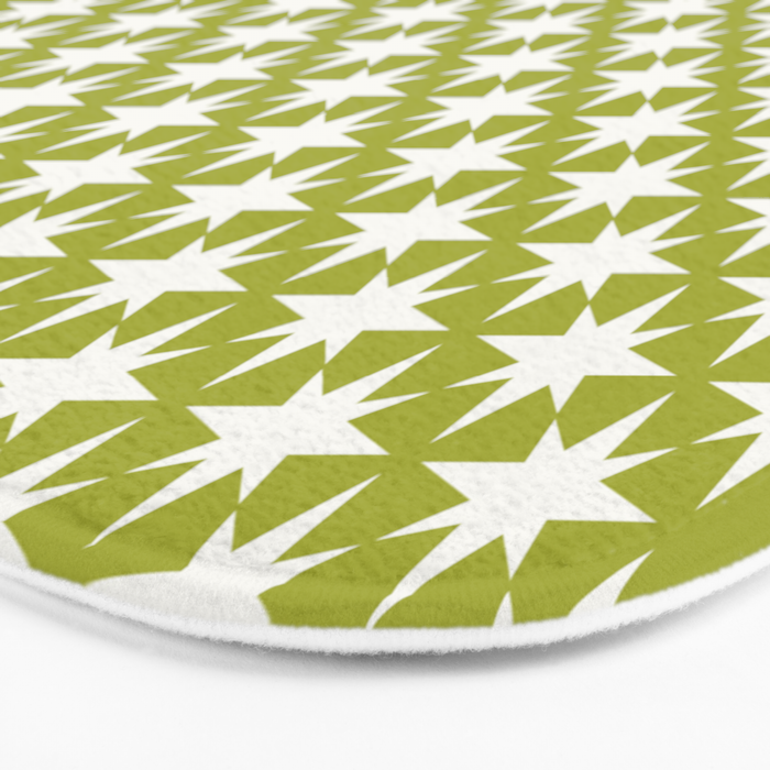 Starry Art Deco Pattern XLVII Lime Green Bath Mat Gallery Image 3