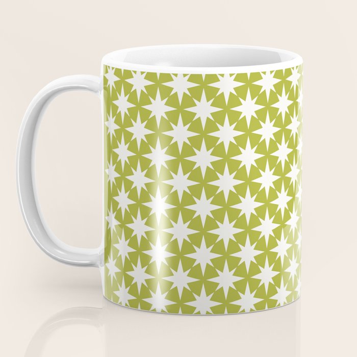 Starry Art Deco Pattern XLVII Lime Green Coffee Mug Gallery Image 3
