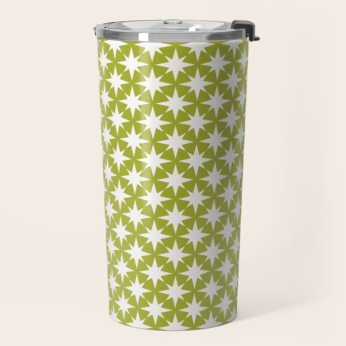 Starry Art Deco Pattern XLVII Lime Green Travel Mug Gallery Image 2