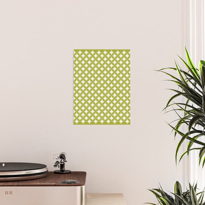 Starry Art Deco Pattern XLVII Lime Green Poster Gallery Image 2