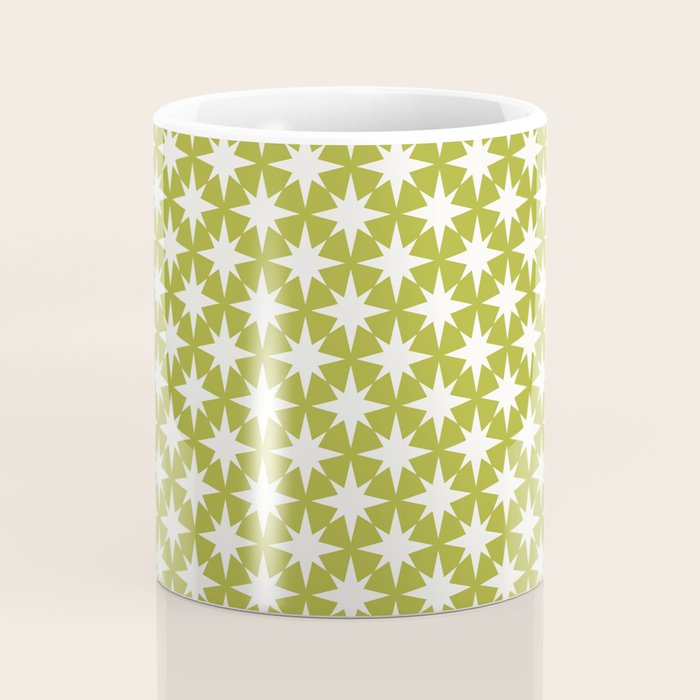 Starry Art Deco Pattern XLVII Lime Green Coffee Mug Gallery Image 4