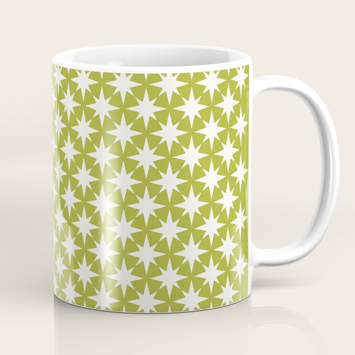 Starry Art Deco Pattern XLVII Lime Green Coffee Mug Gallery Image 1