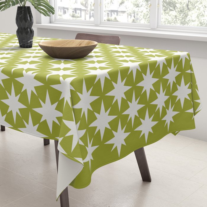 Starry Art Deco Pattern XLVII Lime Green Tablecloth Gallery Image 3