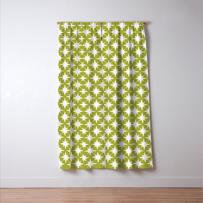 Starry Art Deco Pattern XLVII Lime Green Window Curtain Gallery Image 3