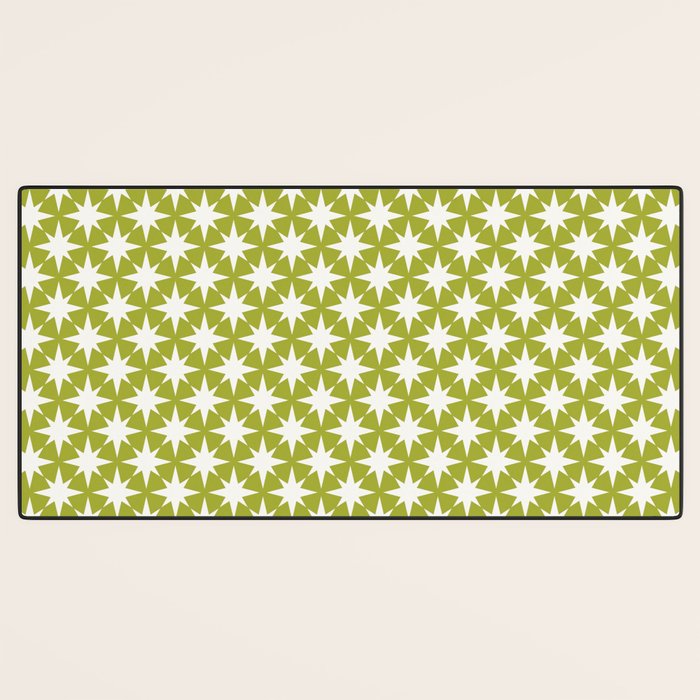 Starry Art Deco Pattern XLVII Lime Green Desk Mat Gallery Image 3