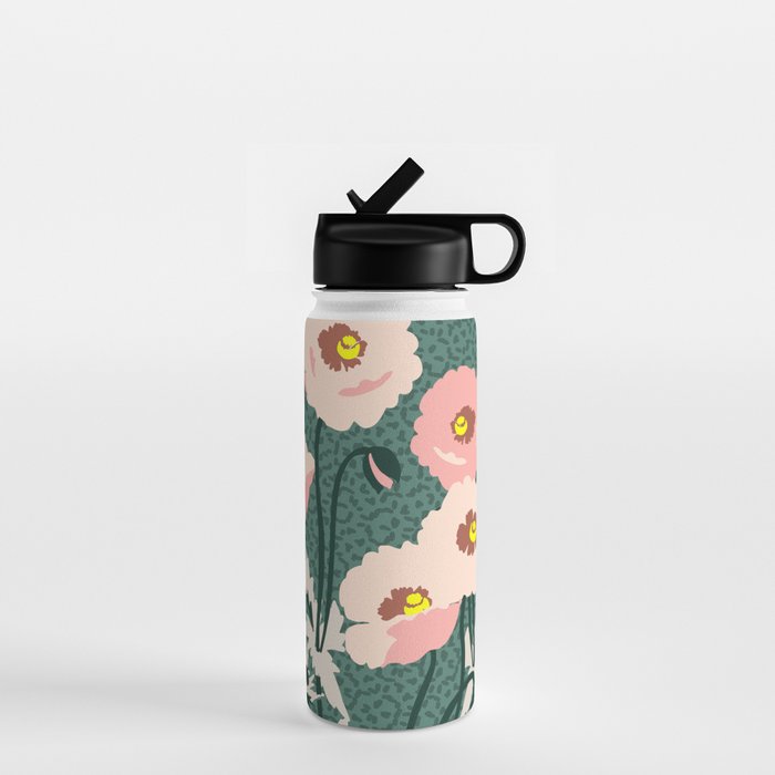 wild garden flowers: poppy flowers - modern illustration Water Bottle Gallery Image 1