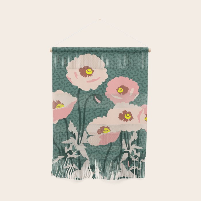 wild garden flowers: poppy flowers - modern illustration Wall Hanging Gallery Image 1