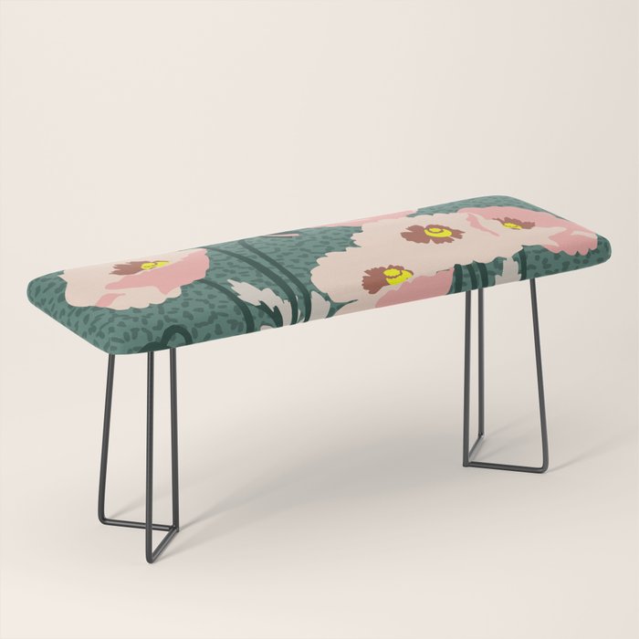 wild garden flowers: poppy flowers - modern illustration Bench Gallery Image 1