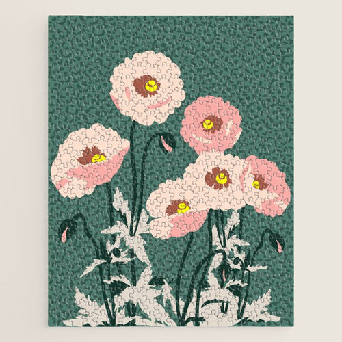 Wild Garden Flowers: Poppy Flowers - Modern Illustration Jigsaw Puzzle Gallery Image 1