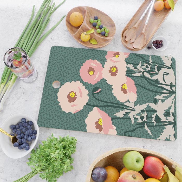 wild garden flowers: poppy flowers - modern illustration Cutting Board Gallery Image 2
