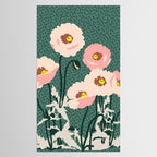wild garden flowers: poppy flowers - modern illustration Tablecloth Gallery Image 2