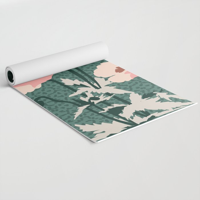 wild garden flowers: poppy flowers - modern illustration Yoga Mat Gallery Image 2