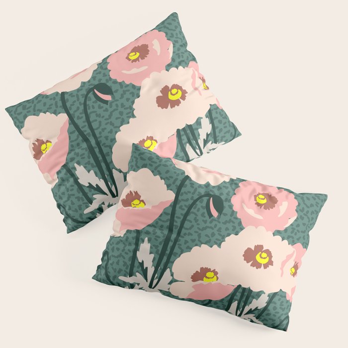 wild garden flowers: poppy flowers - modern illustration Pillow Sham Gallery Image 3