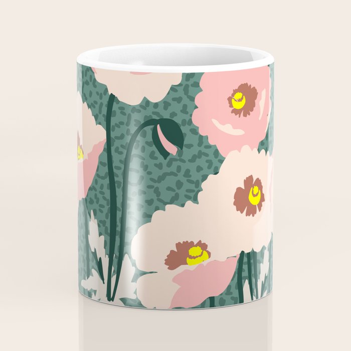 wild garden flowers: poppy flowers - modern illustration Coffee Mug Gallery Image 4