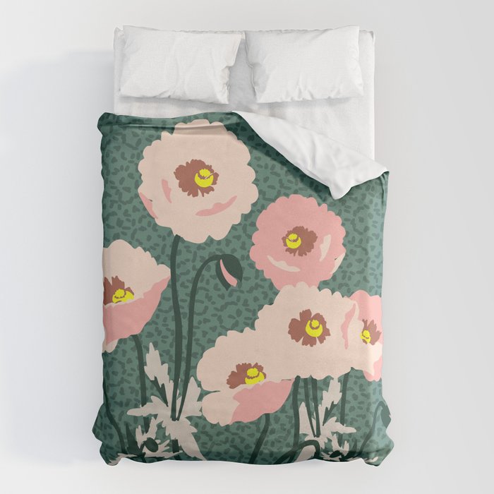 wild garden flowers: poppy flowers - modern illustration Duvet Cover Gallery Image 6