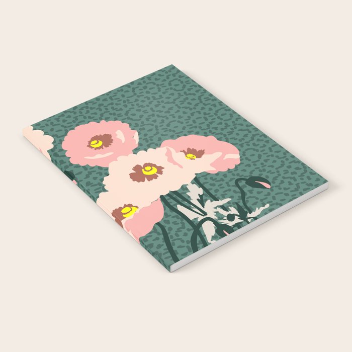 wild garden flowers: poppy flowers - modern illustration Notebook Gallery Image 2