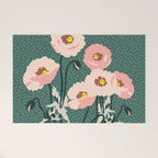 wild garden flowers: poppy flowers - modern illustration Welcome Mat Gallery Image 1