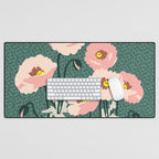 wild garden flowers: poppy flowers - modern illustration Desk Mat Gallery Image 1
