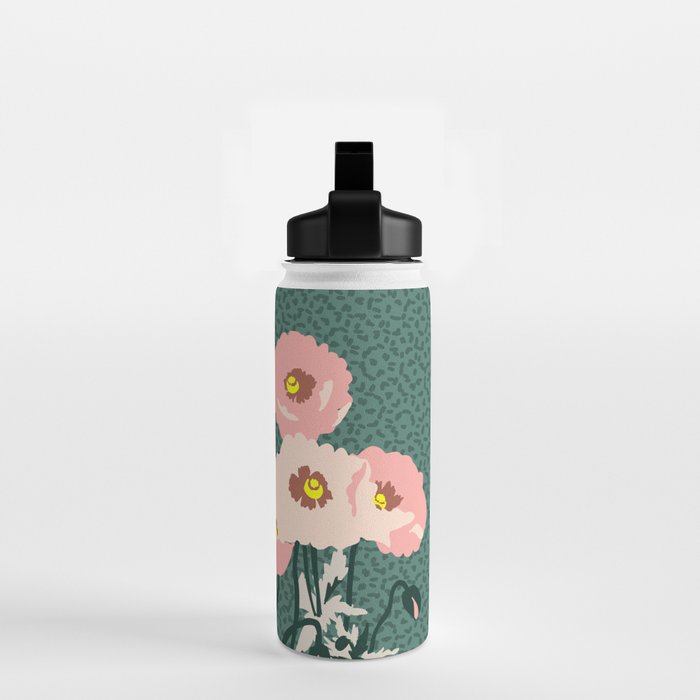 wild garden flowers: poppy flowers - modern illustration Water Bottle Gallery Image 2
