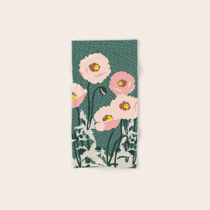 wild garden flowers: poppy flowers - modern illustration Bath Towel Gallery Image 1