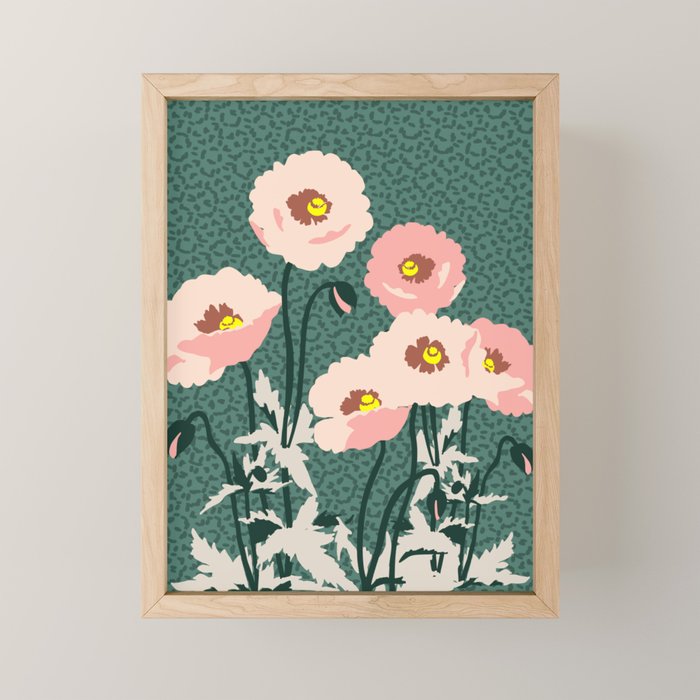 wild garden flowers: poppy flowers - modern illustration Mini Art Print Gallery Image 1