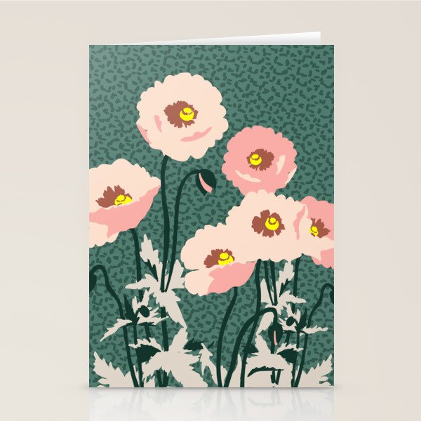 wild garden flowers: poppy flowers - modern illustration Stationery Card Gallery Image 1