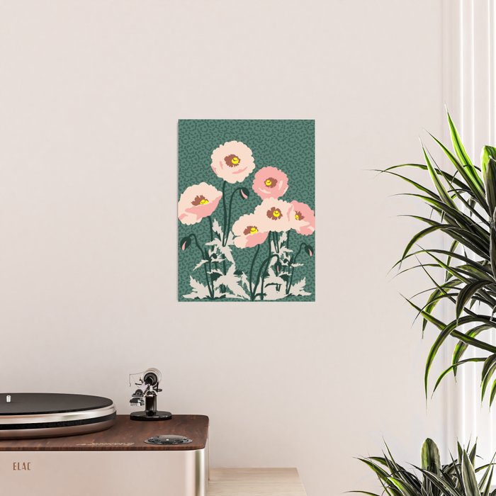 wild garden flowers: poppy flowers - modern illustration Poster Gallery Image 2