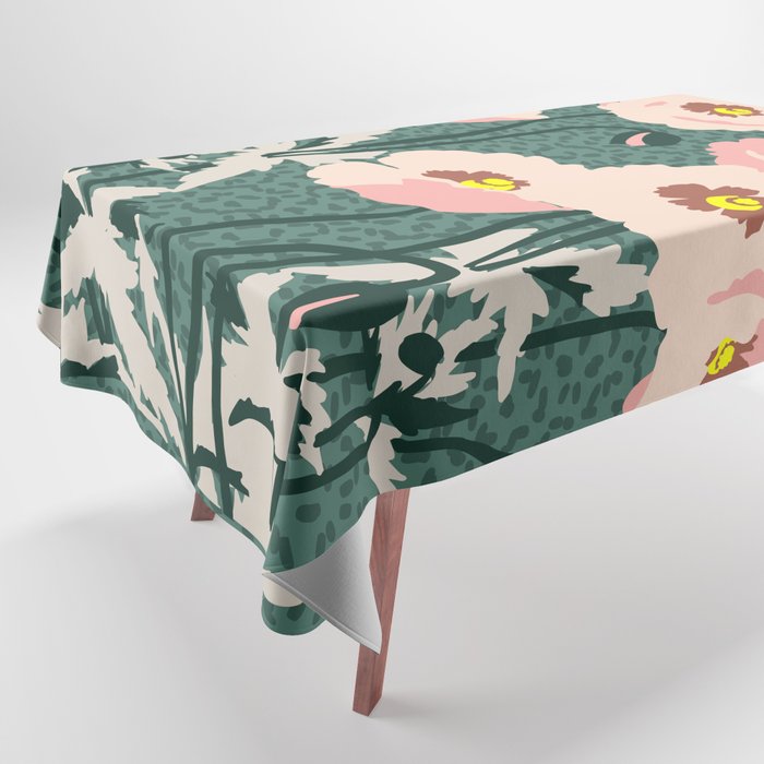 wild garden flowers: poppy flowers - modern illustration Tablecloth Gallery Image 1