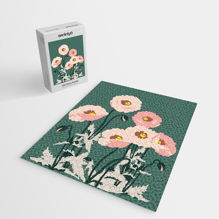 wild garden flowers: poppy flowers - modern illustration Jigsaw Puzzle Gallery Image 2