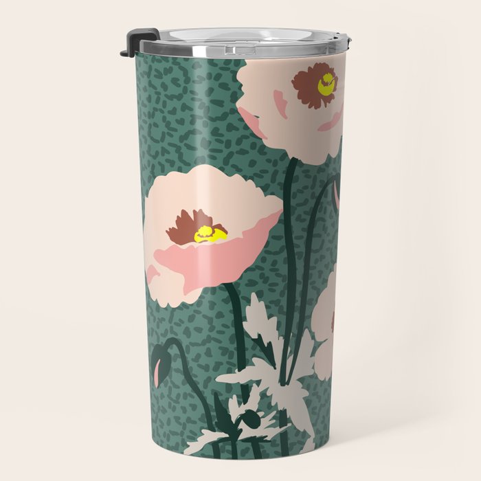 wild garden flowers: poppy flowers - modern illustration Travel Mug Gallery Image 3