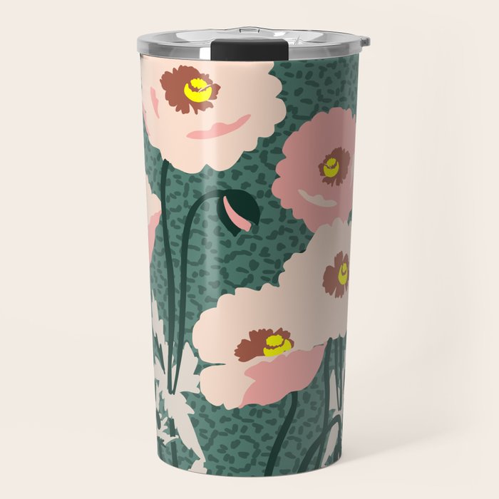 wild garden flowers: poppy flowers - modern illustration Travel Mug Gallery Image 1