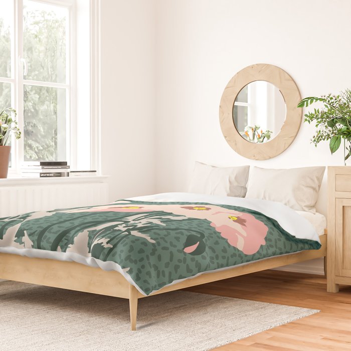 wild garden flowers: poppy flowers - modern illustration Duvet Cover Gallery Image 2