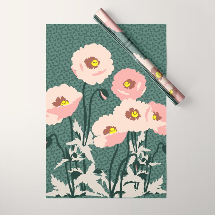 wild garden flowers: poppy flowers - modern illustration Wrapping Paper Gallery Image 1