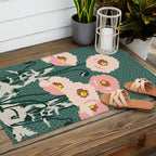 wild garden flowers: poppy flowers - modern illustration Outdoor Rug Gallery Image 2