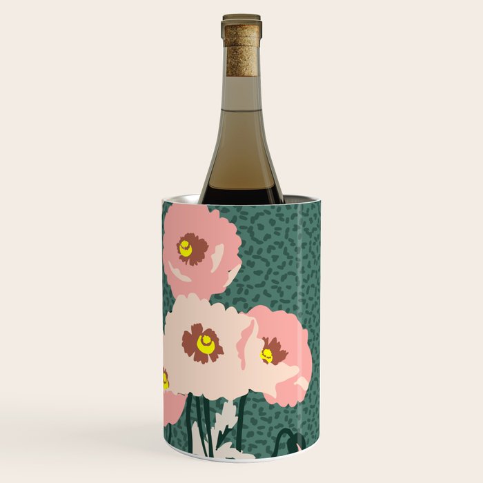 wild garden flowers: poppy flowers - modern illustration Wine Chiller Gallery Image 3