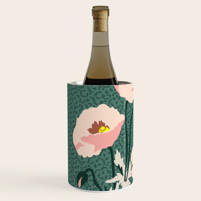 wild garden flowers: poppy flowers - modern illustration Wine Chiller Gallery Image 2